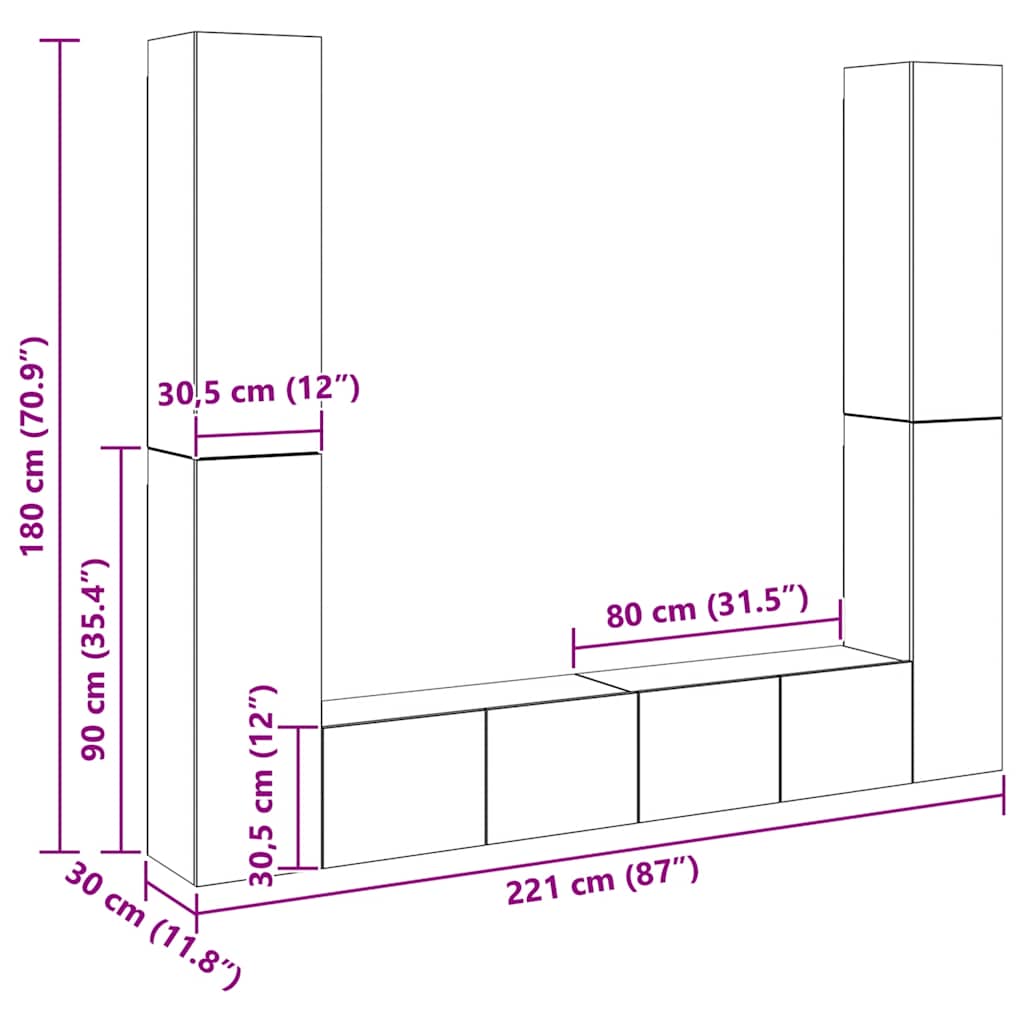 6 Piece TV Cabinet Set Sonoma Oak Engineered Wood