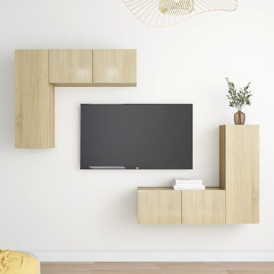 4 Piece TV Cabinet Set Sonoma Oak Engineered Wood