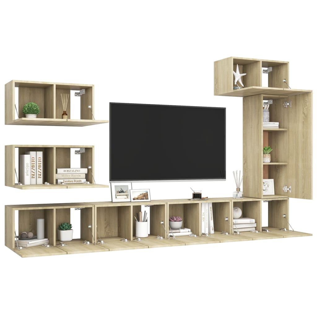8 Piece TV Cabinet Set Sonoma Oak Engineered Wood