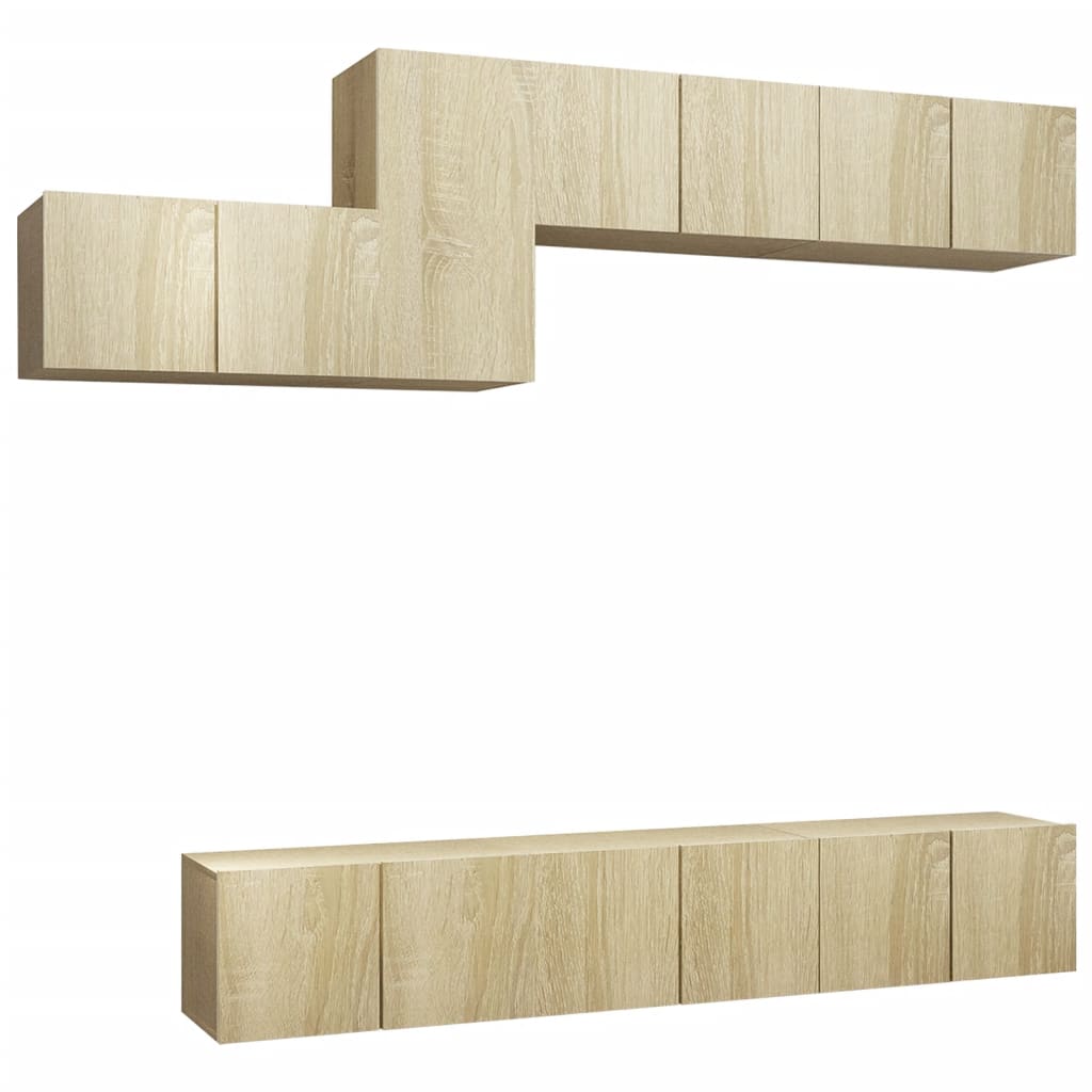 7 Piece TV Cabinet Set Sonoma Oak Engineered Wood
