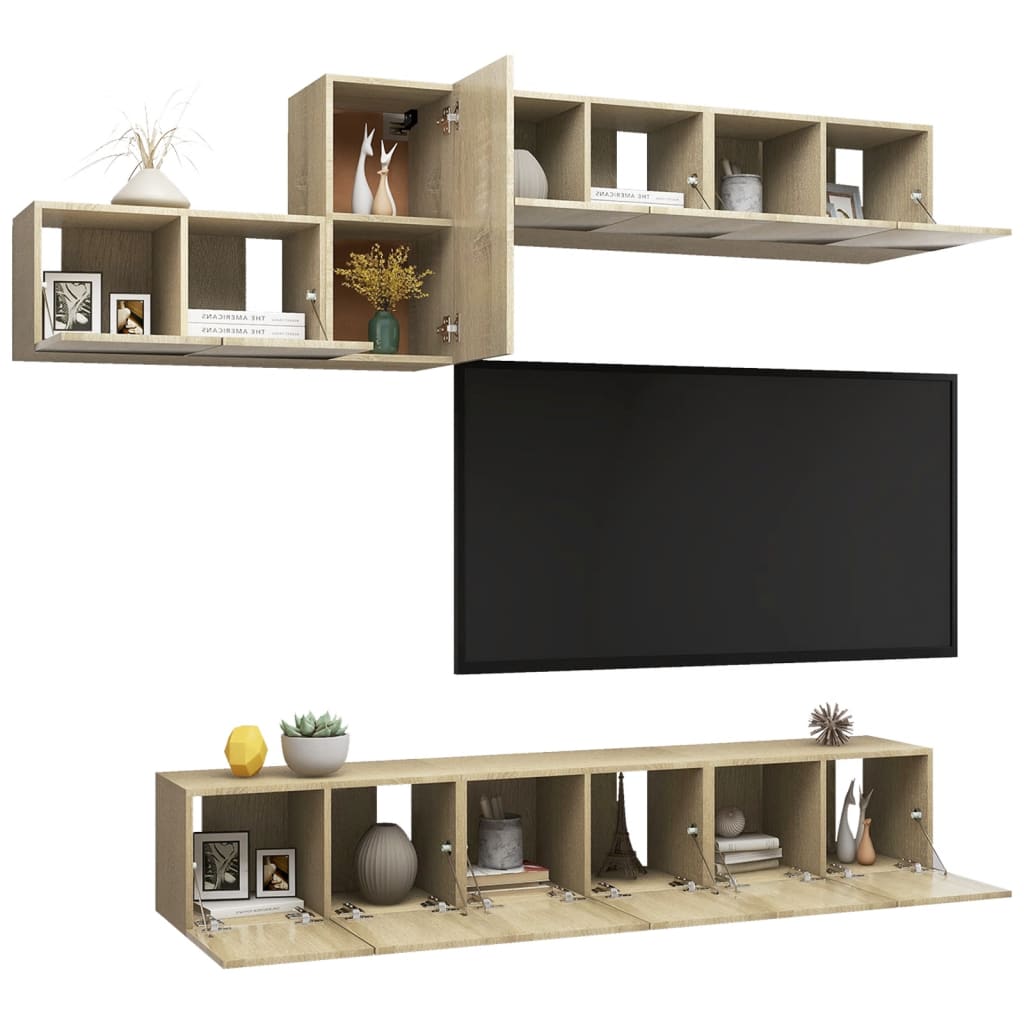 7 Piece TV Cabinet Set Sonoma Oak Engineered Wood