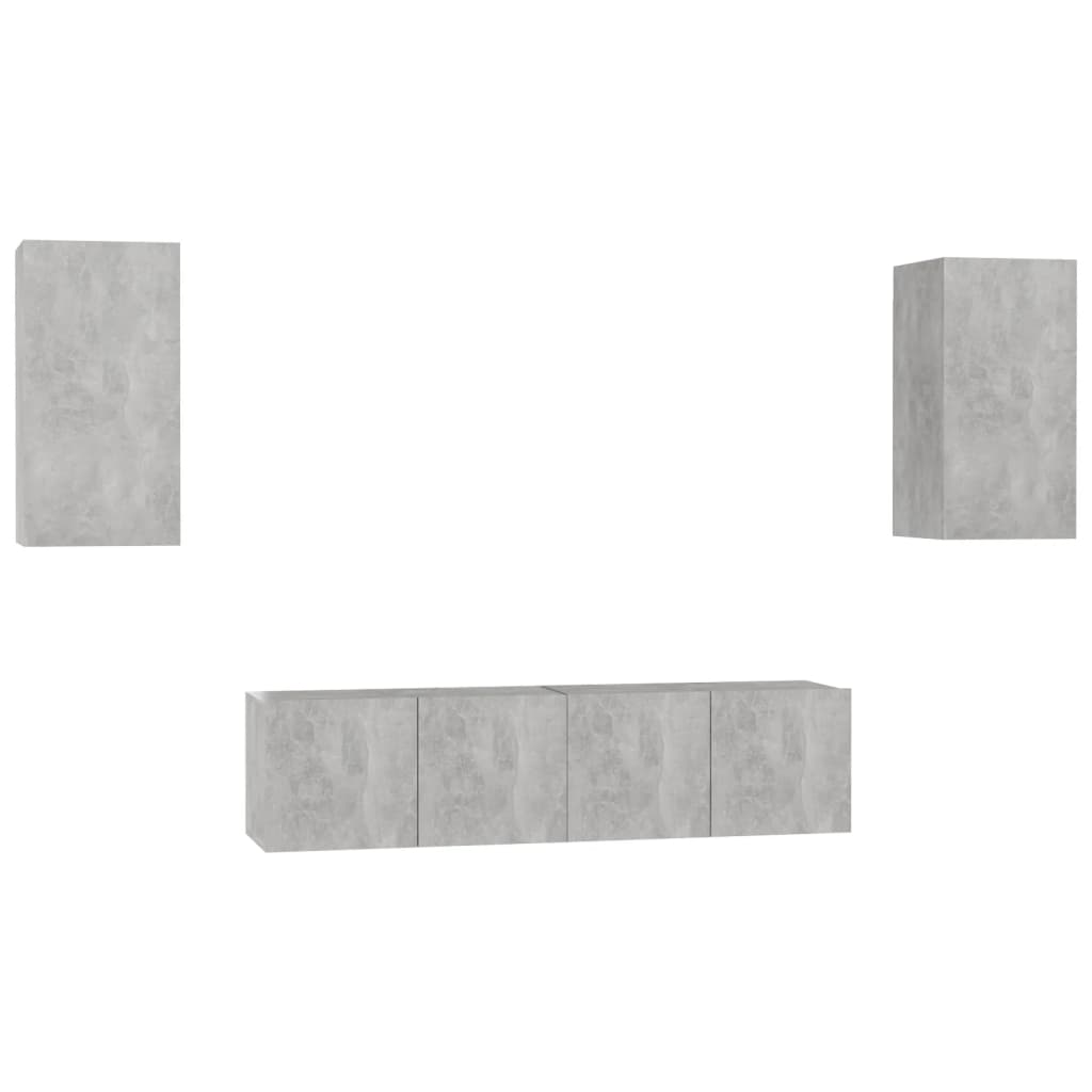 4 Piece TV Cabinet Set Concrete Grey Engineered Wood