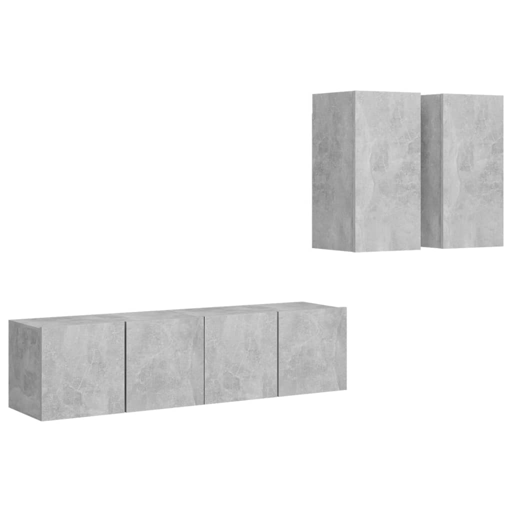4 Piece TV Cabinet Set Concrete Grey Engineered Wood