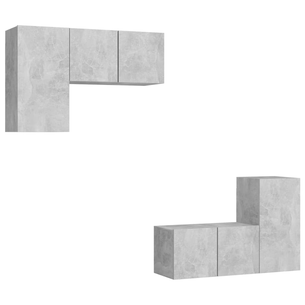 4 Piece TV Cabinet Set Concrete Grey Engineered Wood