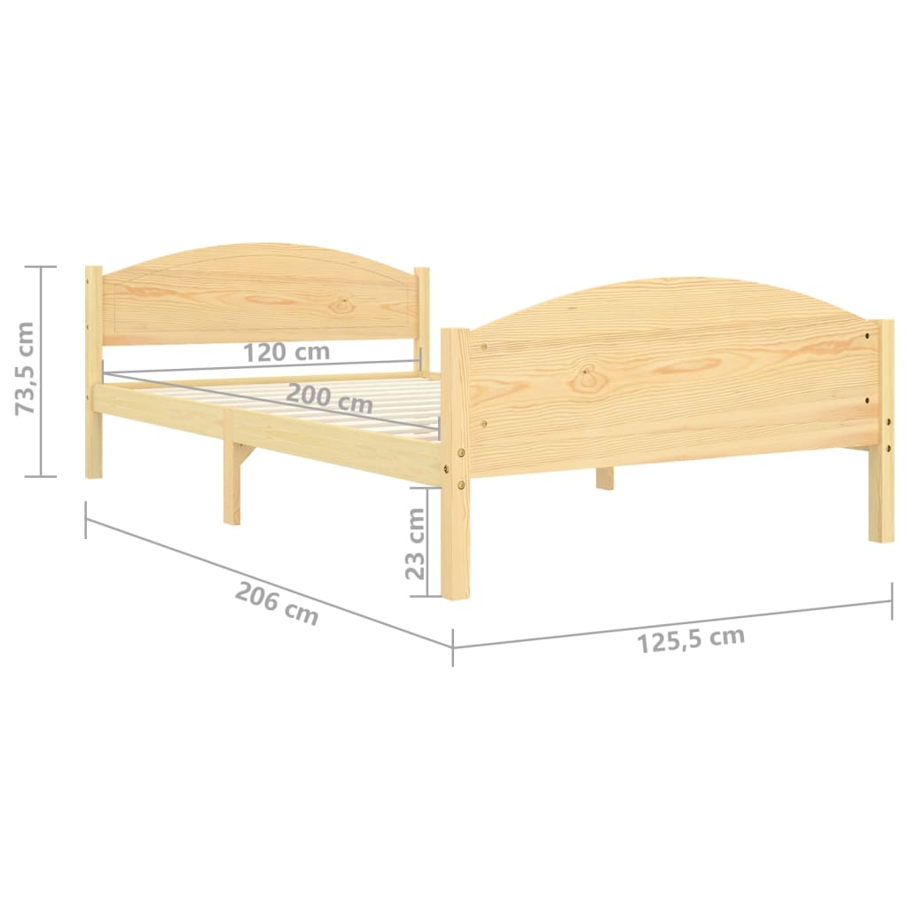 Bed Frame without Mattress Solid Pine Wood 120x200cm