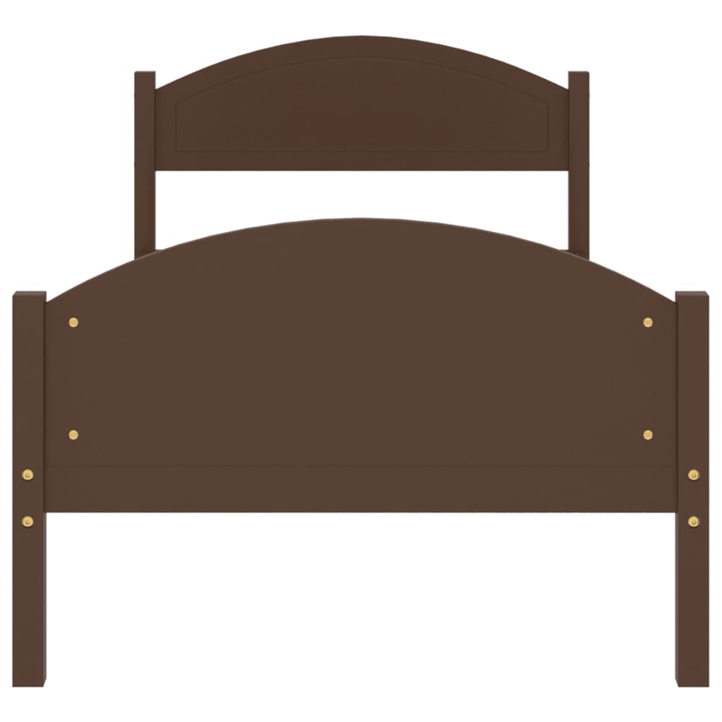 Bed Frame without Mattress Dark Brown Solid Pine Wood 100x200cm