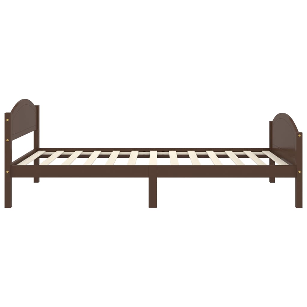 Bed Frame without Mattress Dark Brown Solid Pine Wood 100x200cm