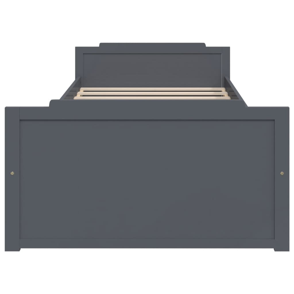 Bed Frame without Mattress Dark Grey Solid Wood Pine 90x200 cm