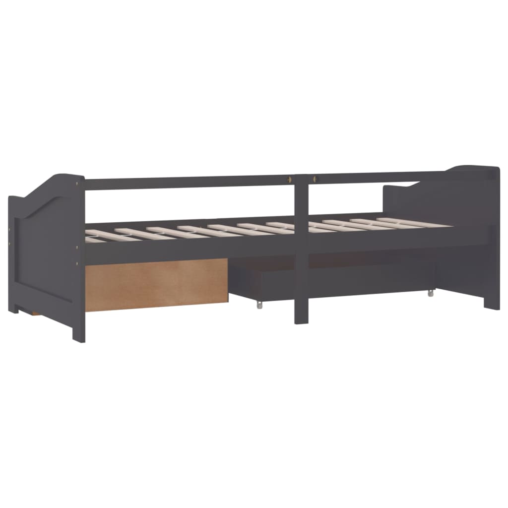 3-Seater Day Bed without Mattress Grey Solid Pinewood 90x200cm
