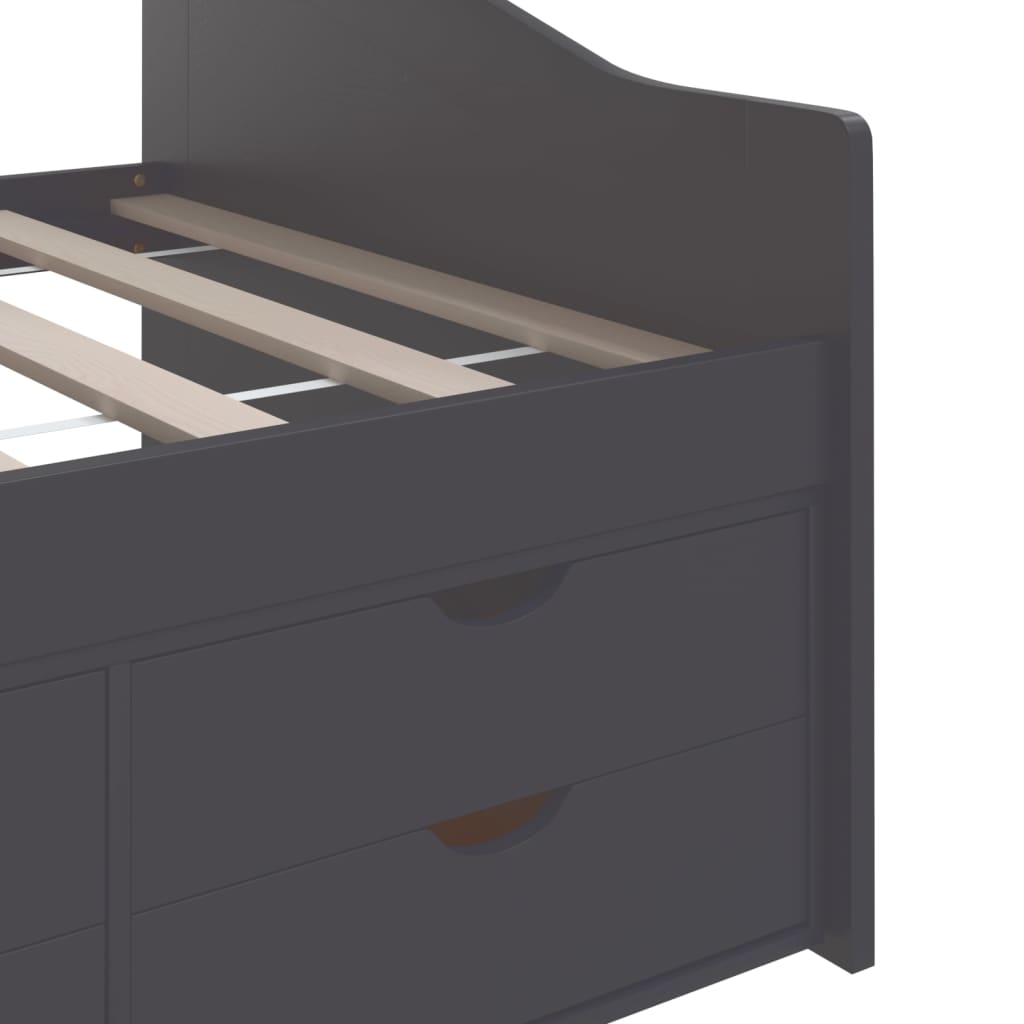 3-Seater Day Bed without Mattress Grey Solid Pinewood 90x200cm