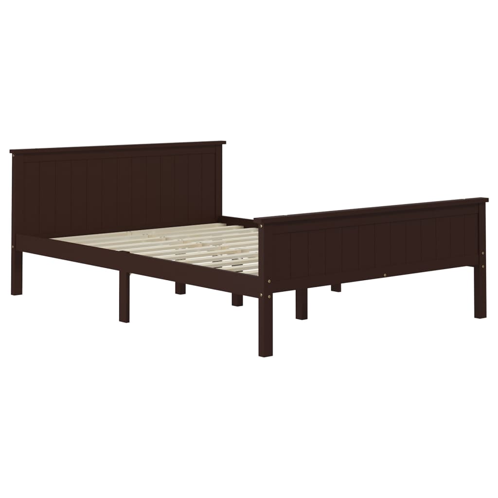 Bed Frame without Mattress Dark Brown Solid Wood Pine 160x200 cm