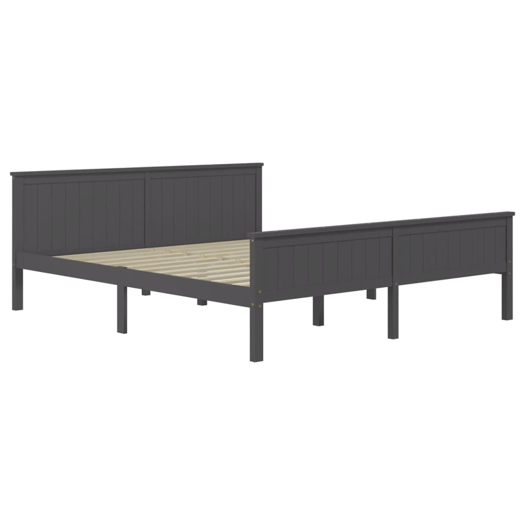 Bed Frame without Mattress Grey Solid Wood Pine 180x200 cm Super King