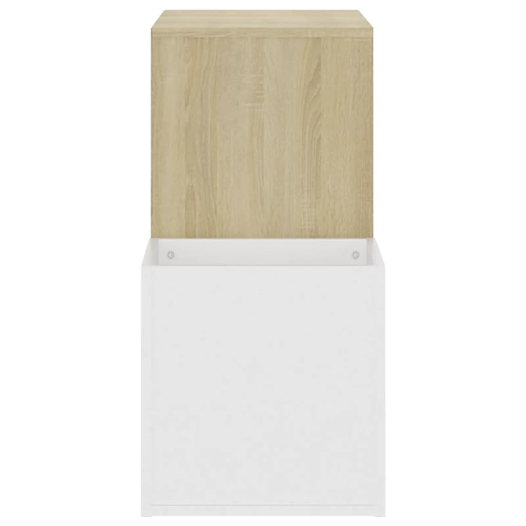 Hall Shoe Cabinet White and Sonoma Oak 105x35.5x70 cm Engineered Wood