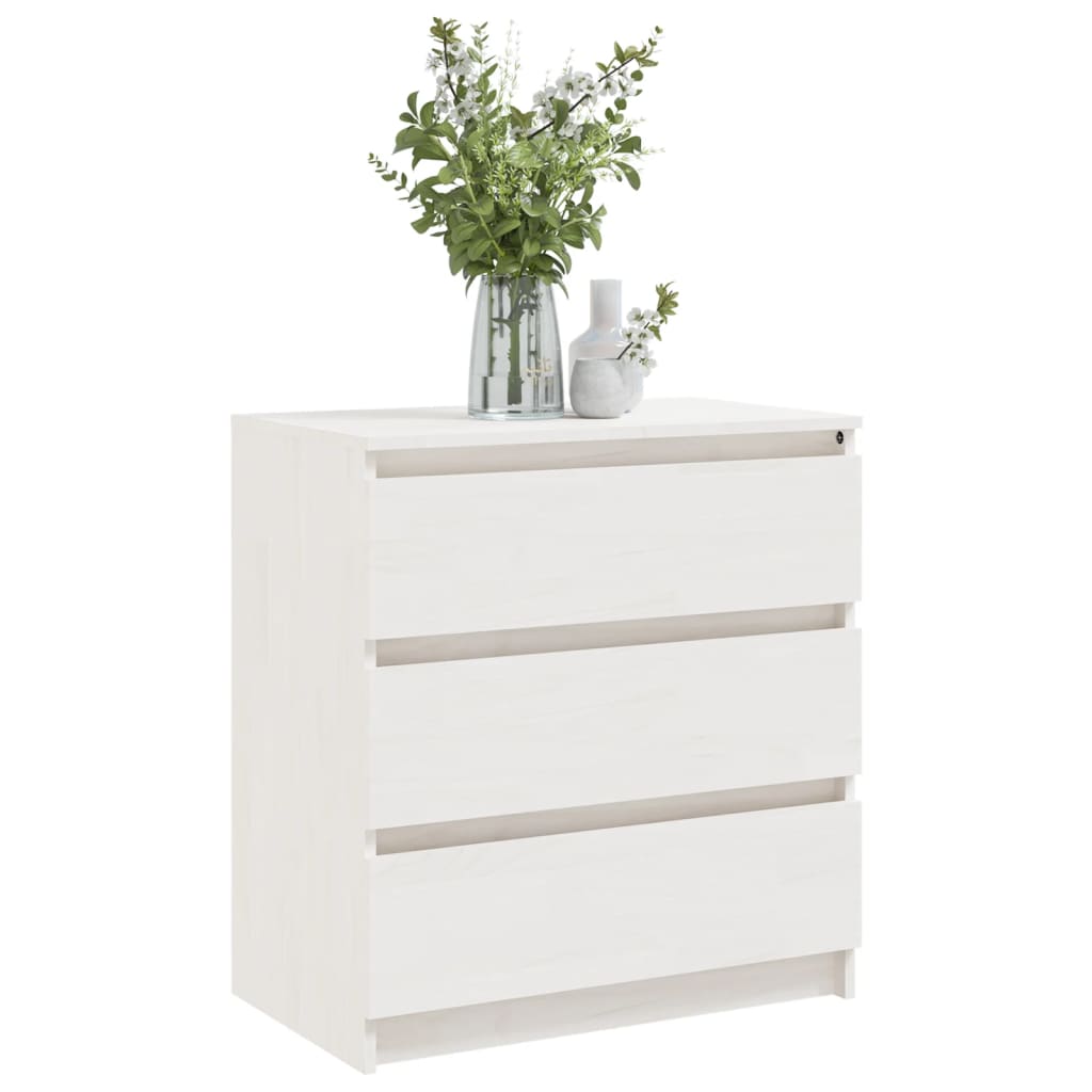 Bedside Cabinet White 60x36x64 cm Solid Pinewood