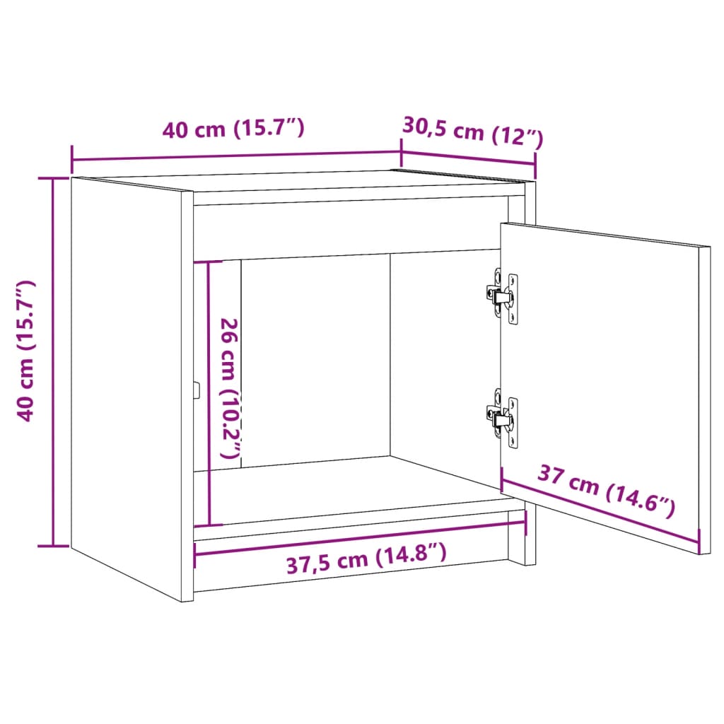 Bedside Cabinets 2 pcs 40x30.5x40 cm Solid Pinewood