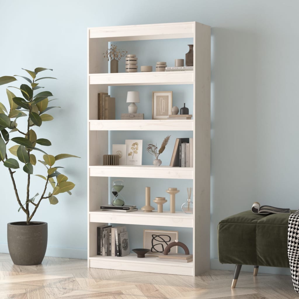 Book Cabinet/Room Divider White 80x30x167.4 cm Solid Wood Pine