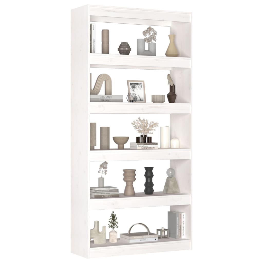 Book Cabinet/Room Divider White 80x30x167.4 cm Solid Wood Pine