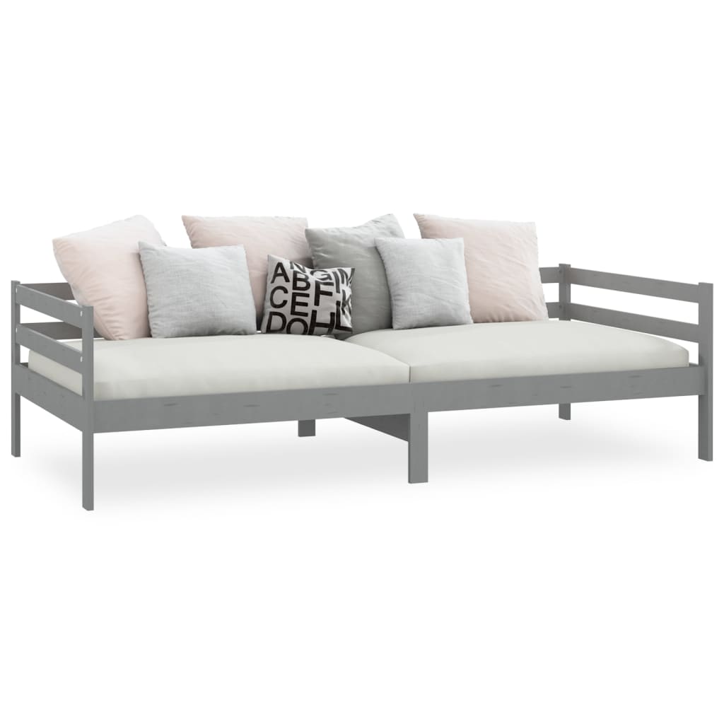 Day Bed without Mattress Grey Solid Wood Pine 90x200cm