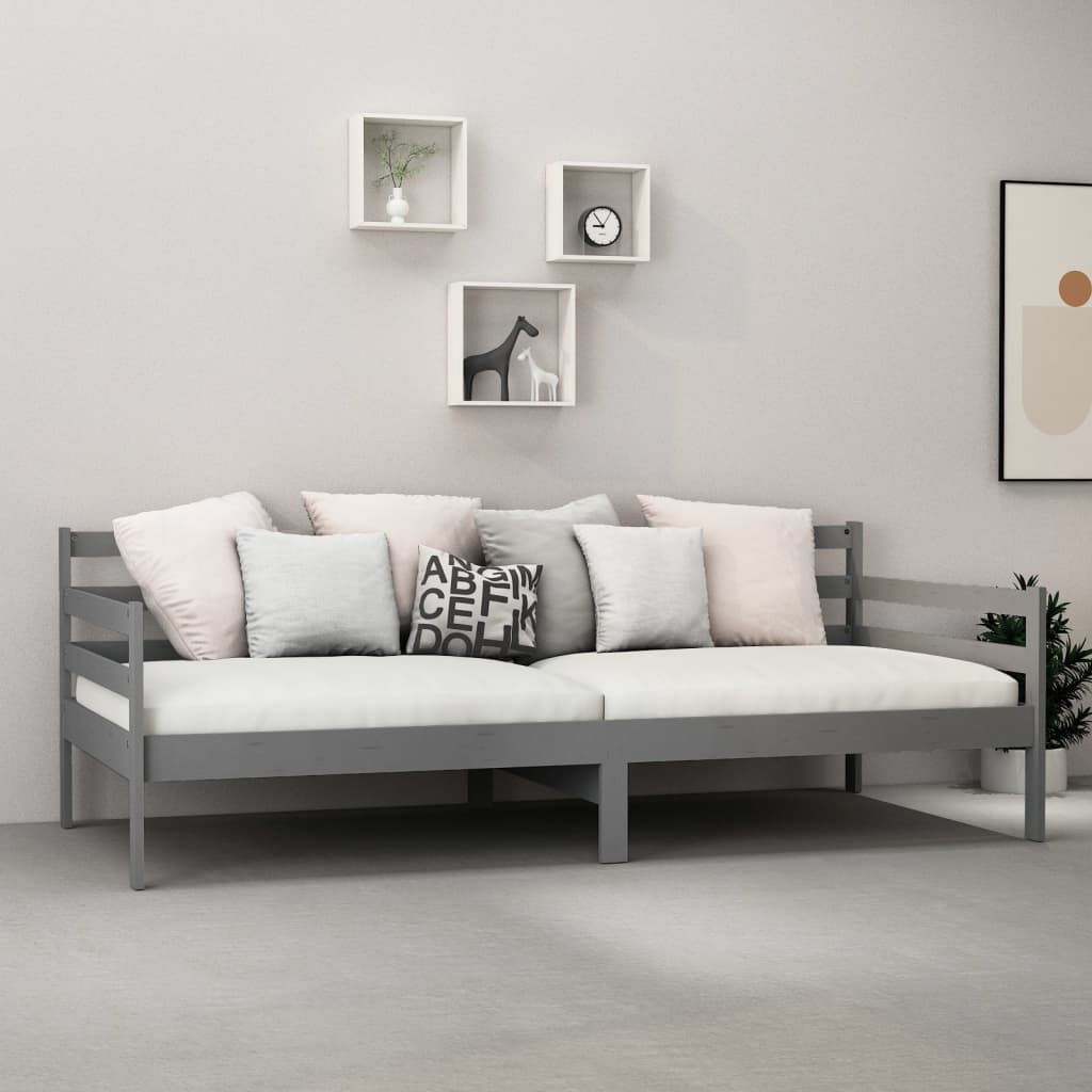 Day Bed without Mattress Grey Solid Wood Pine 90x200cm