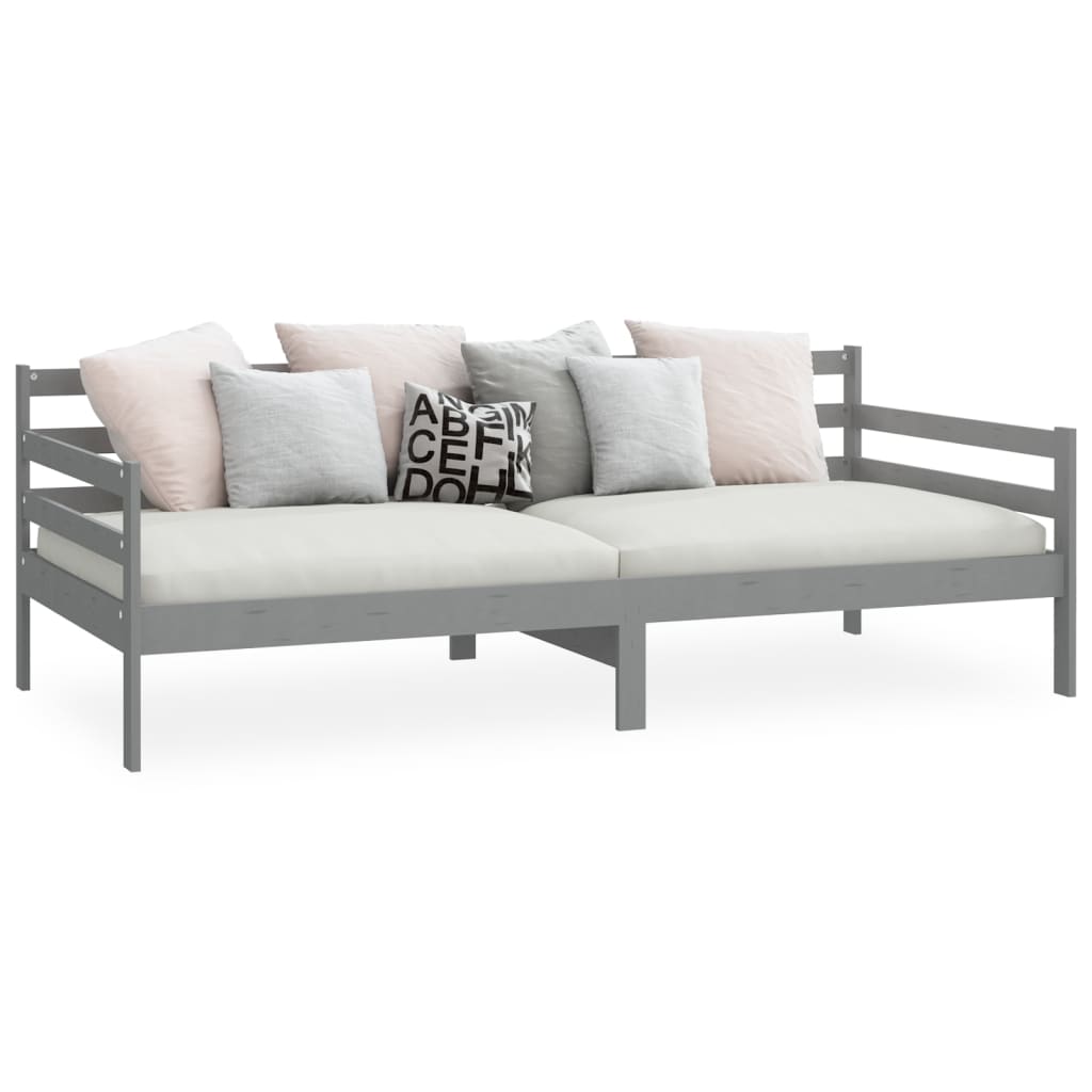 Day Bed without Mattress Grey Solid Wood Pine 90x200cm