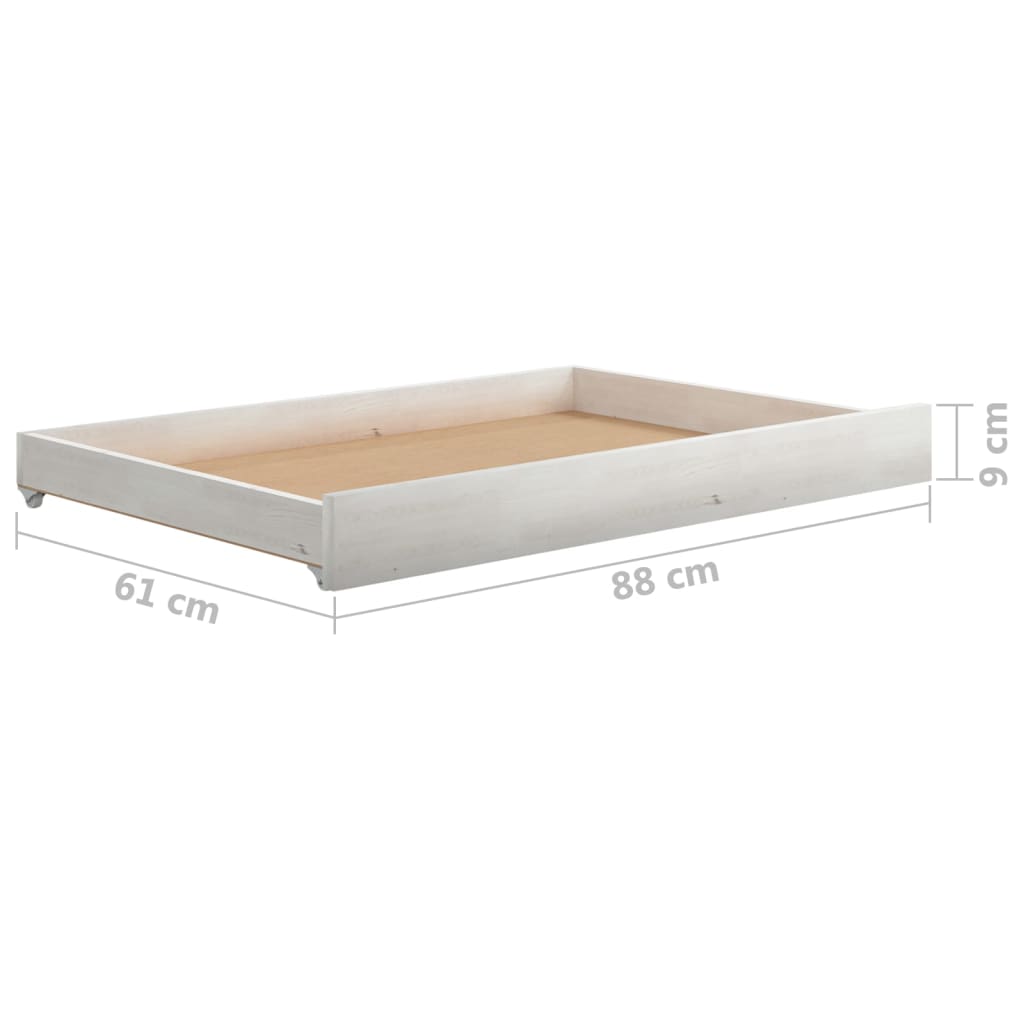 Day Bed Drawers 2 pcs White Solid Pinewood