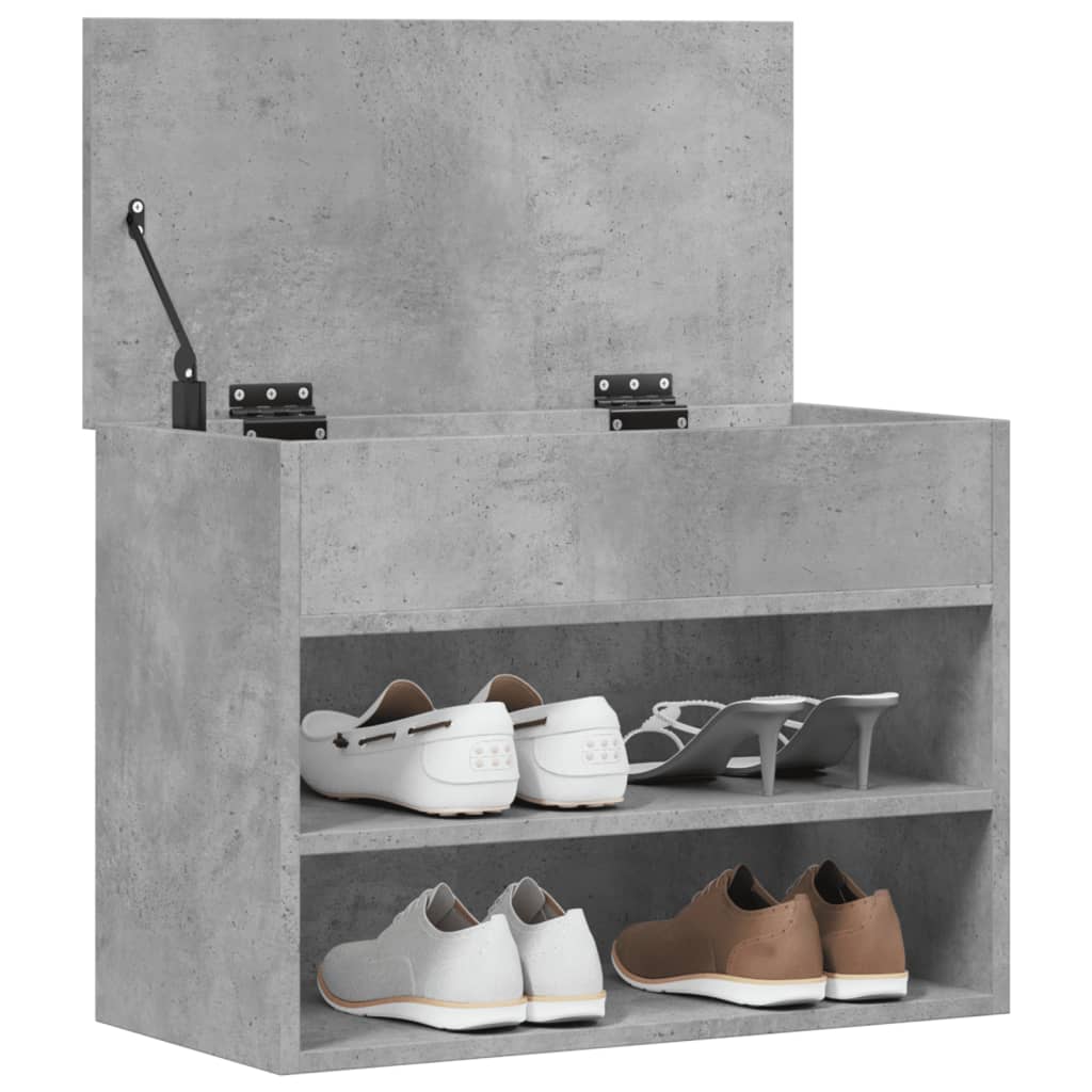 Shoe Bench Concrete Grey 60x30x45 cm Engineered Wood