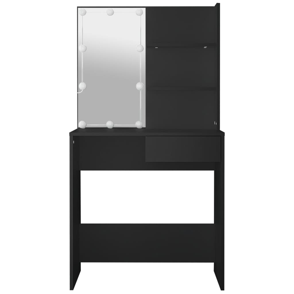 Dressing Table with LED Black 74.5x40x141 cm