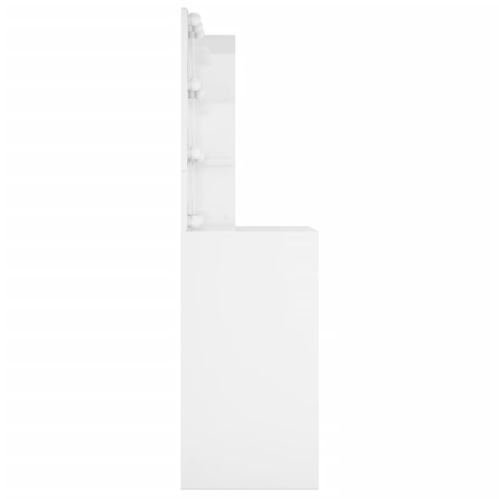 Dressing Table with LED High Gloss White 60x40x140 cm