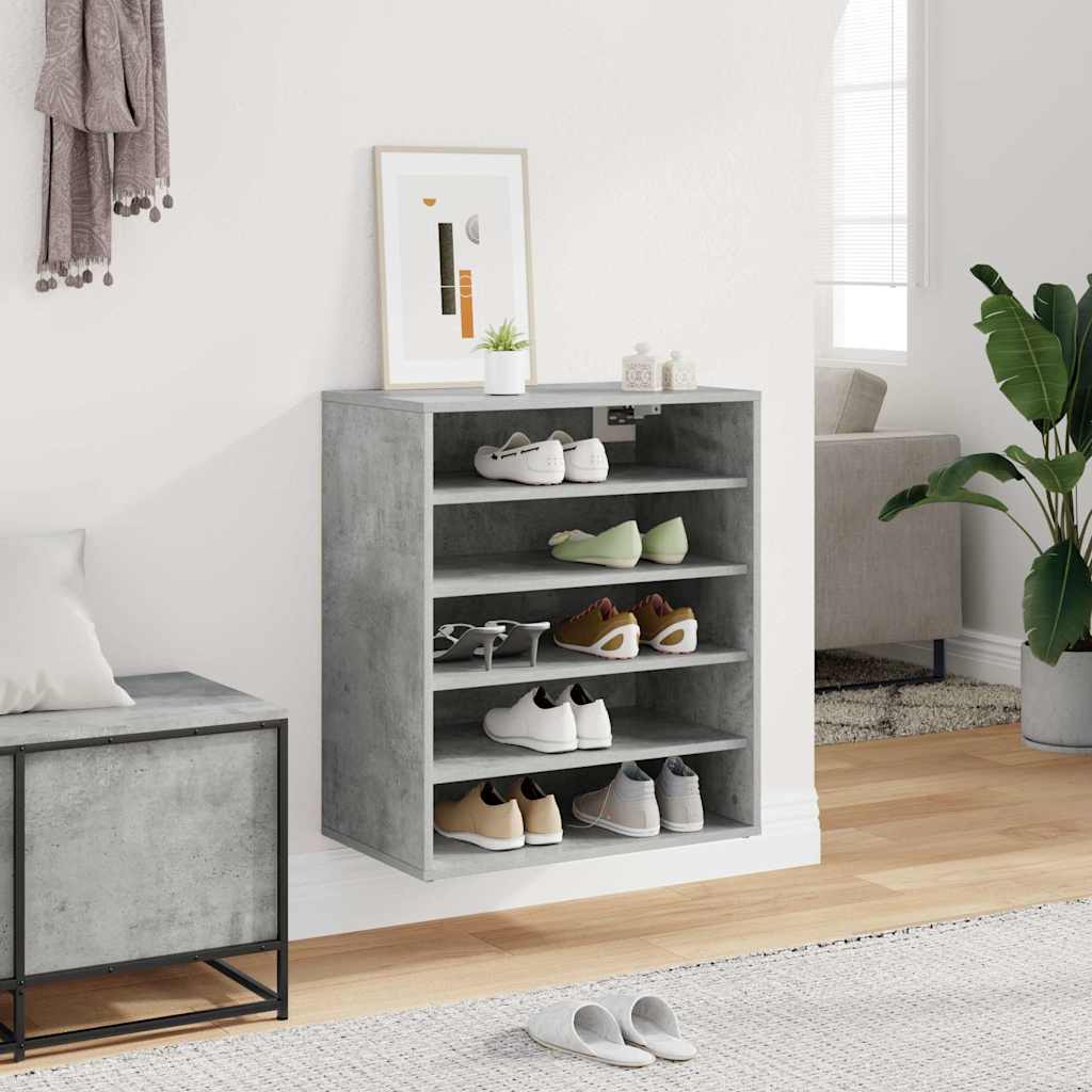 Shoe Cabinet Concrete Grey 60x35x70 cm Engineered Wood