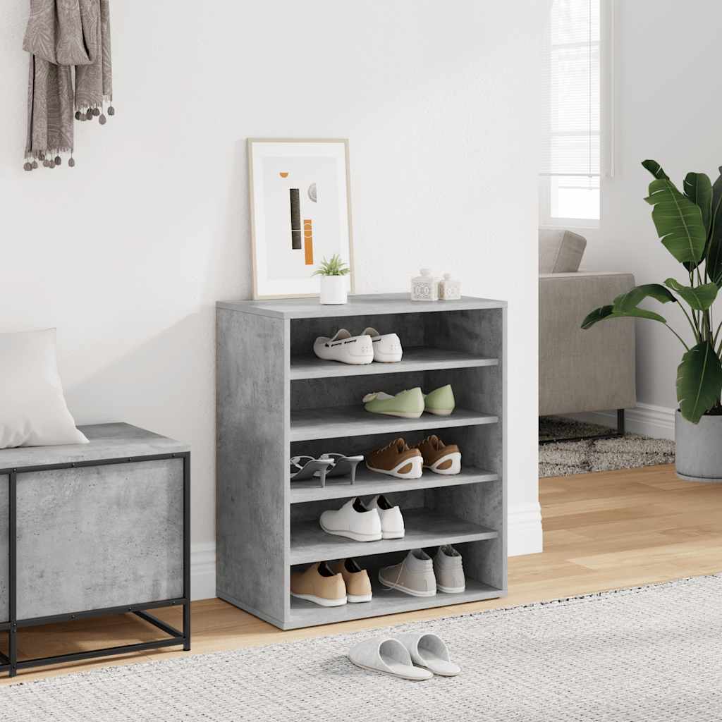 Shoe Cabinet Concrete Grey 60x35x70 cm Engineered Wood