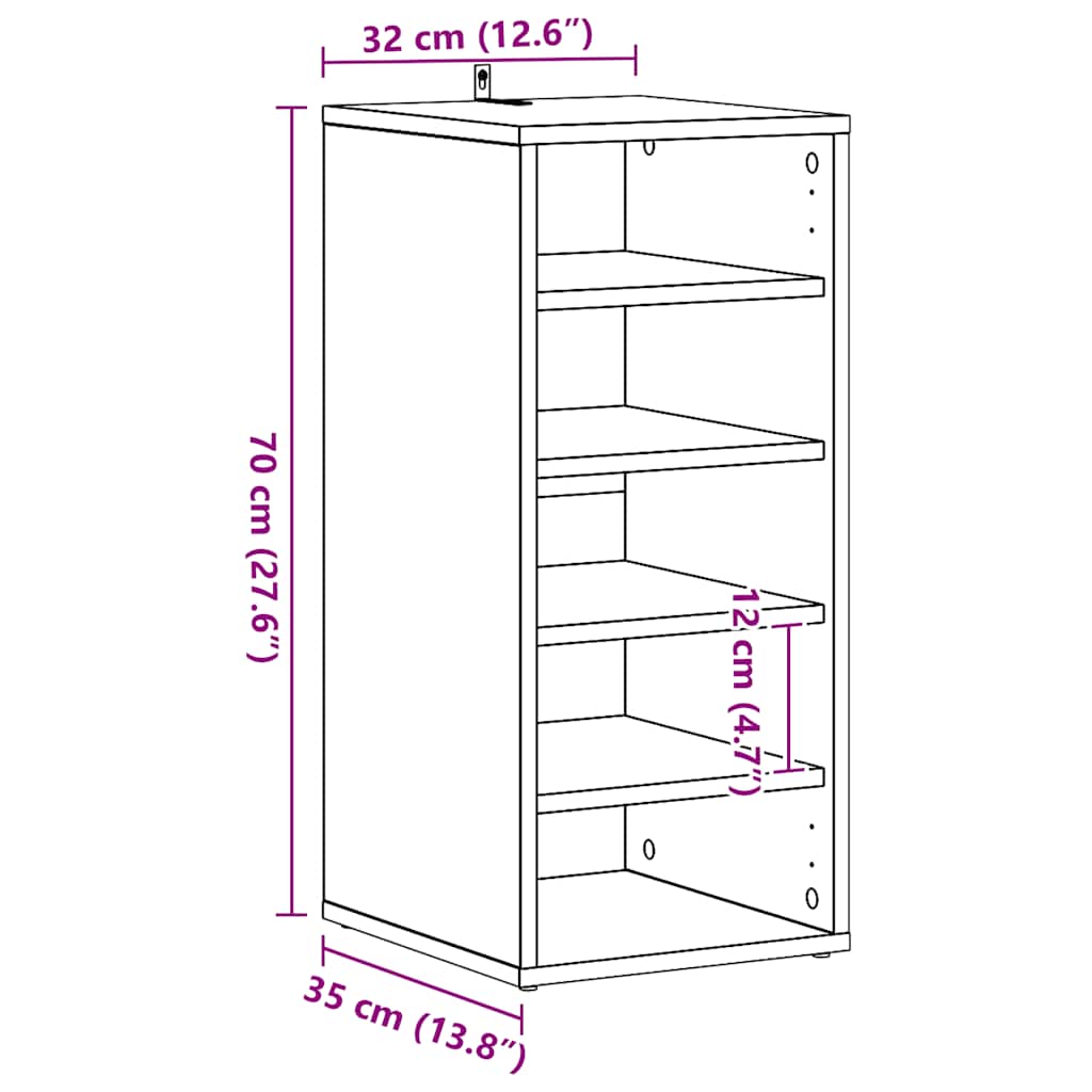 Shoe Cabinet Black 31.5x35x70 cm Engineered Wood