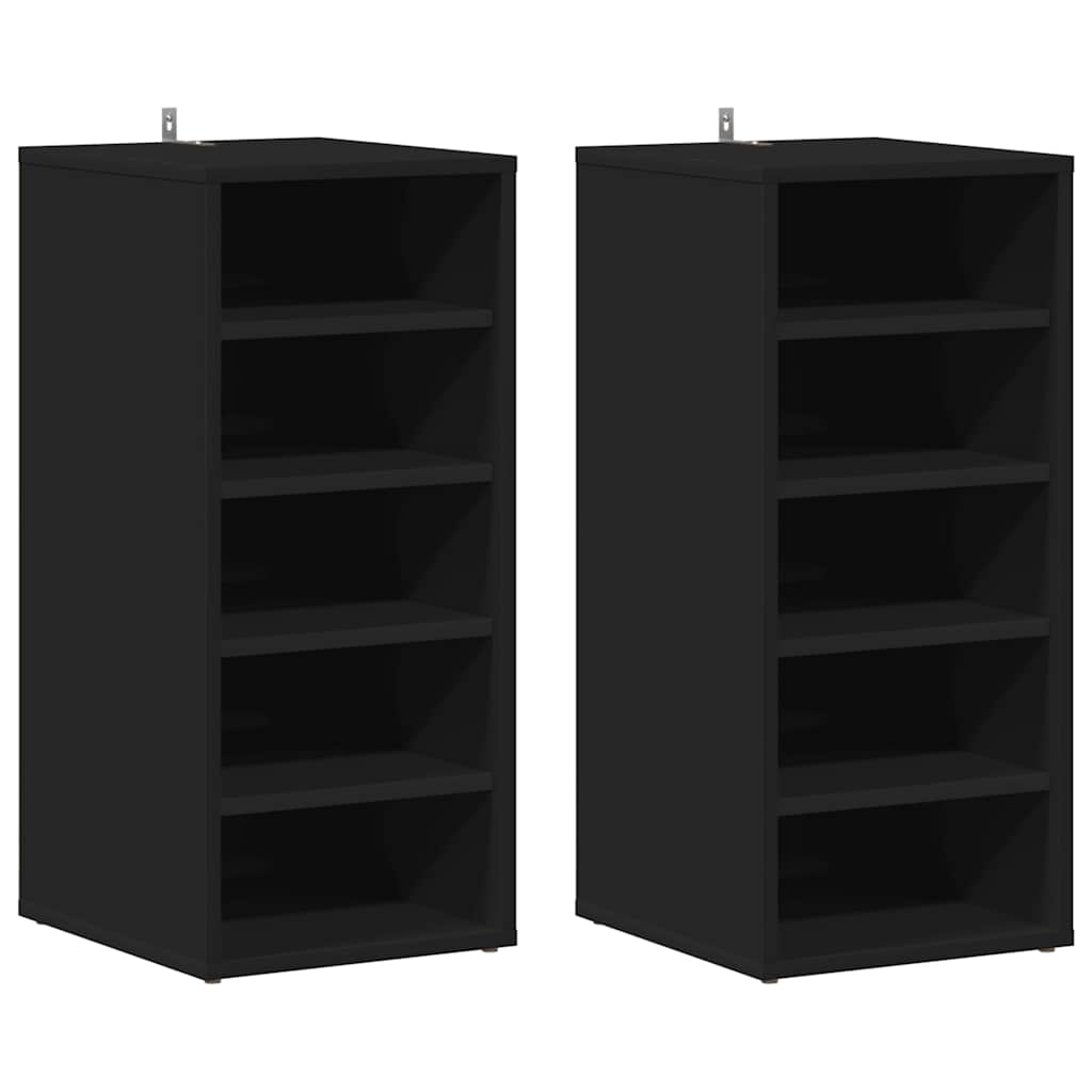 Shoe Cabinets 2 pcs Black 31.5x35x70 cm Engineered Wood