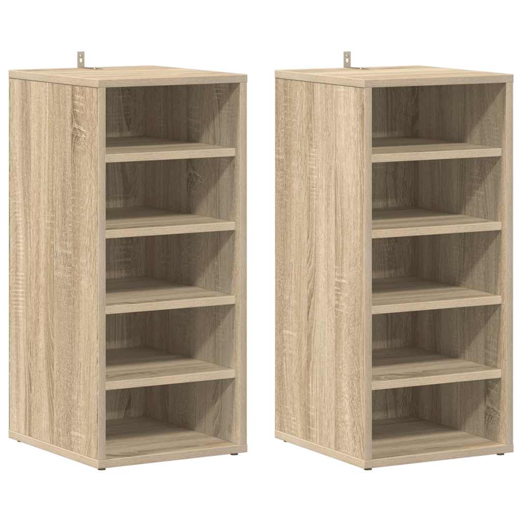 Shoe Cabinets 2 pcs Sonoma Oak 31.5x35x70 cm Engineered Wood