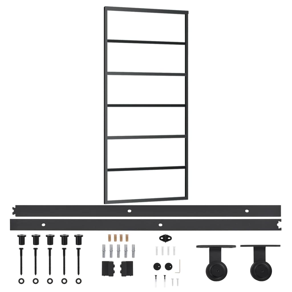 Sliding Door with Hardware Set ESG Glass&Aluminium 90x205 cm
