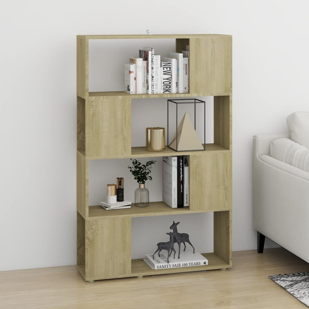 Book Cabinet Room Divider Sonoma Oak 80x24x124.5 cm Engineered Wood