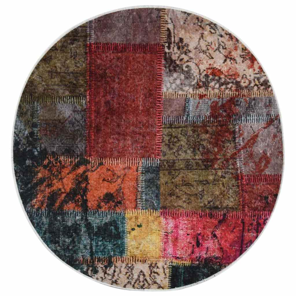 Rug Washable Patchwork φ120 cm Multicolour Anti Slip
