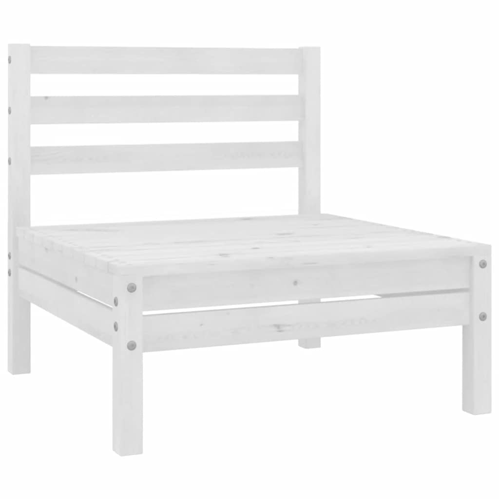 Garden Middle Sofas 4 pcs White Solid Pinewood