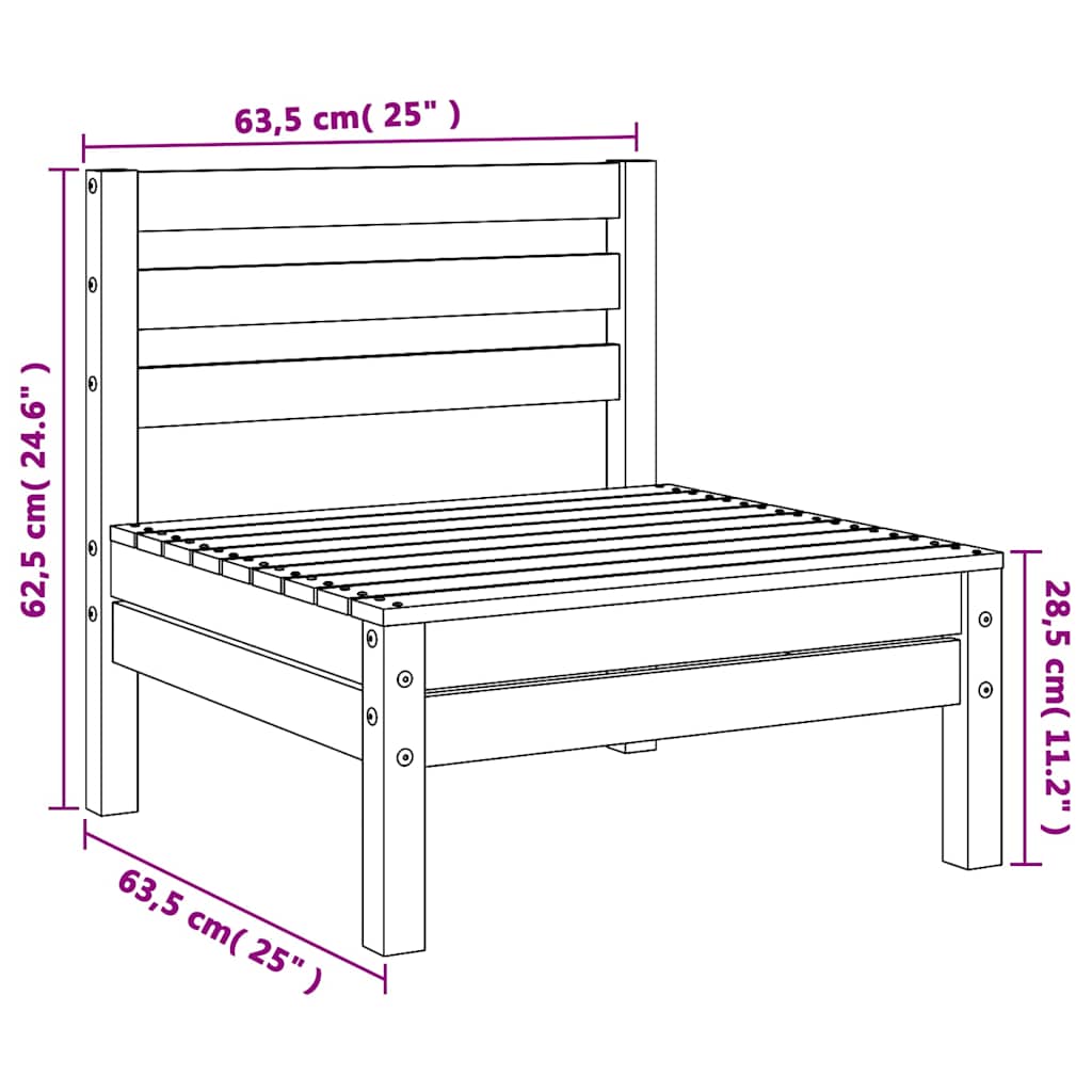 Garden Middle Sofas 4 pcs White Solid Pinewood