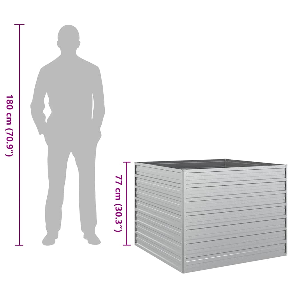 Garden Raised Bed 100x100x77 cm Galvanized Steel Silver