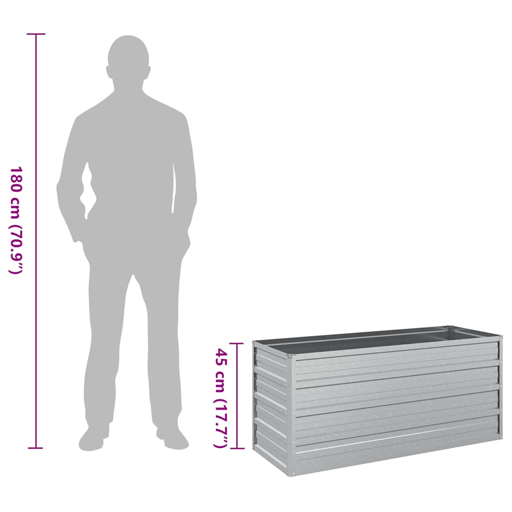 Garden Raised Bed 100x40x45 cm Galvanized Steel Silver