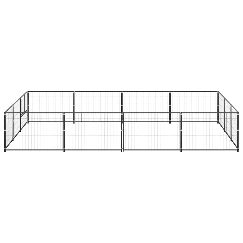 Dog Kennel Black 12 m² Steel