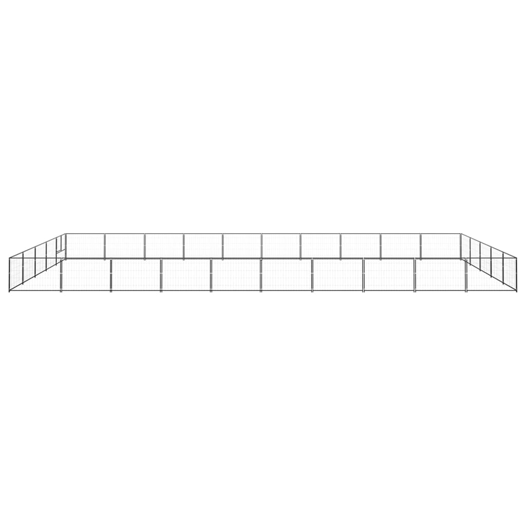 Dog Kennel Black 50 m² Steel