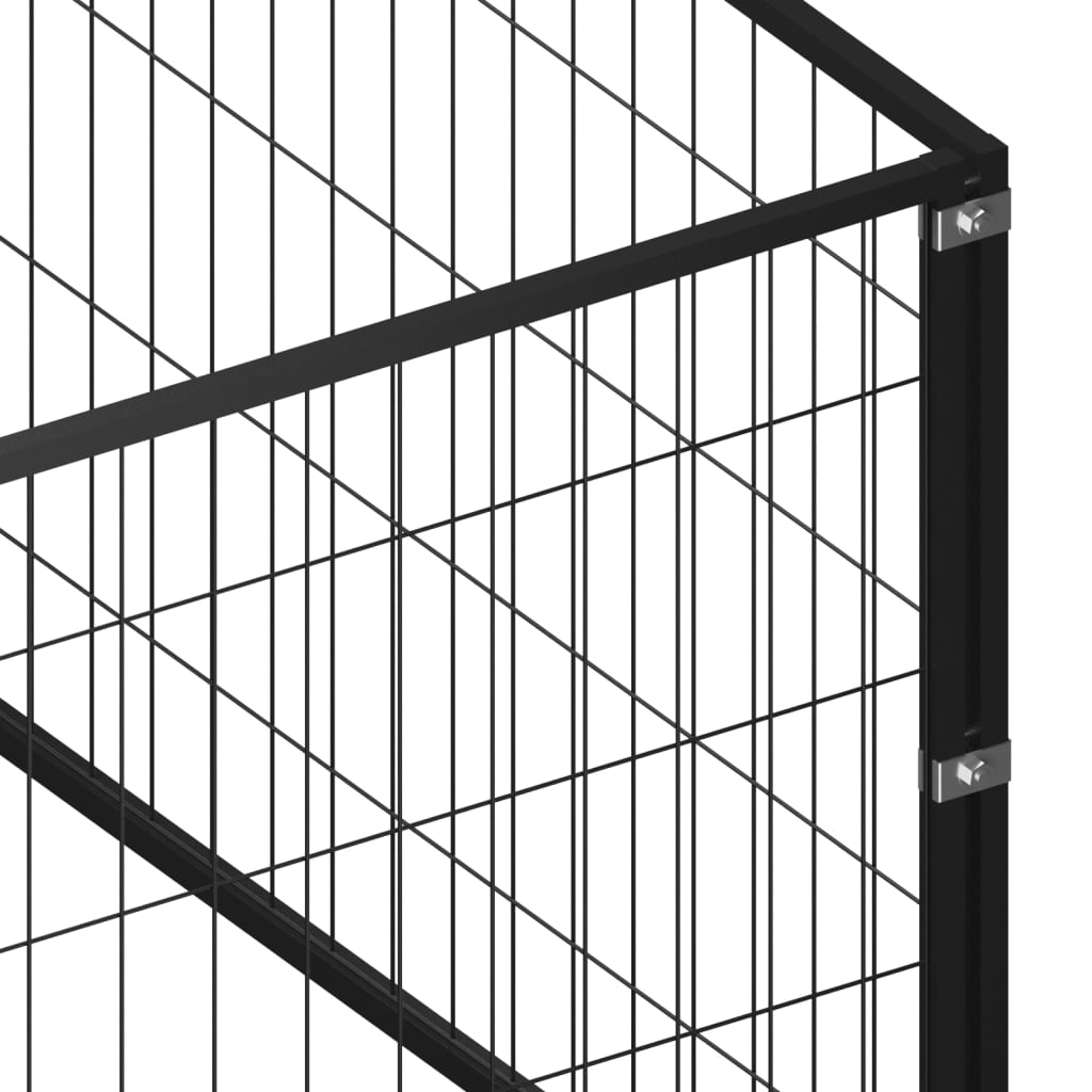 Dog Kennel Black 50 m² Steel