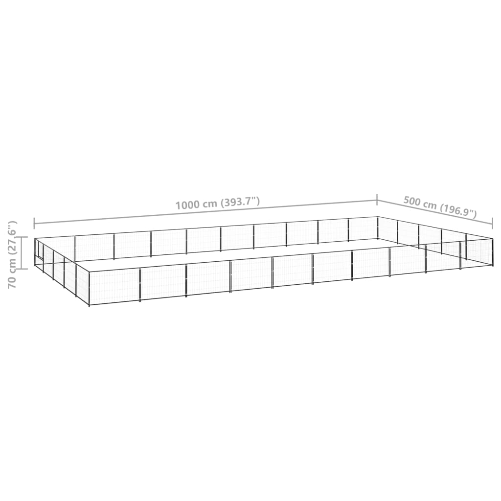 Dog Kennel Black 50 m² Steel