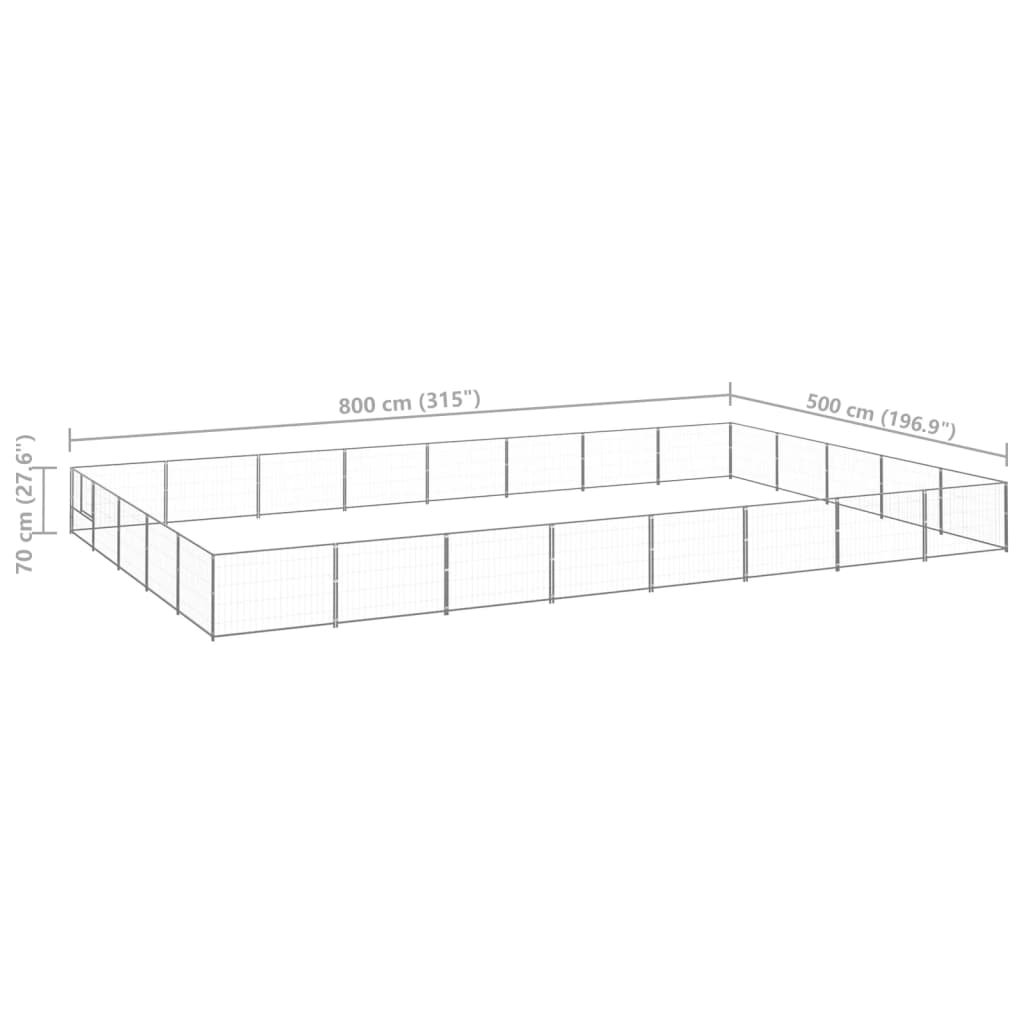 Dog Kennel Silver 40 m² Steel