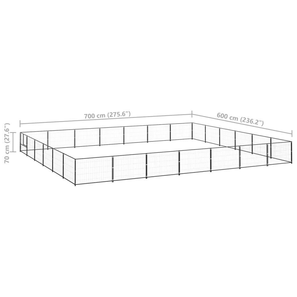 Dog Kennel Black 42 m² Steel