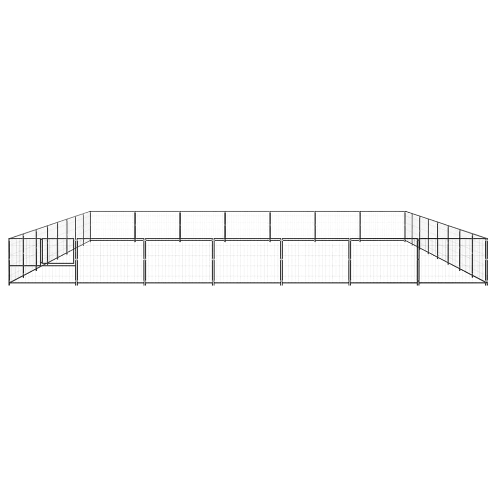 Dog Kennel Black 56 m² Steel