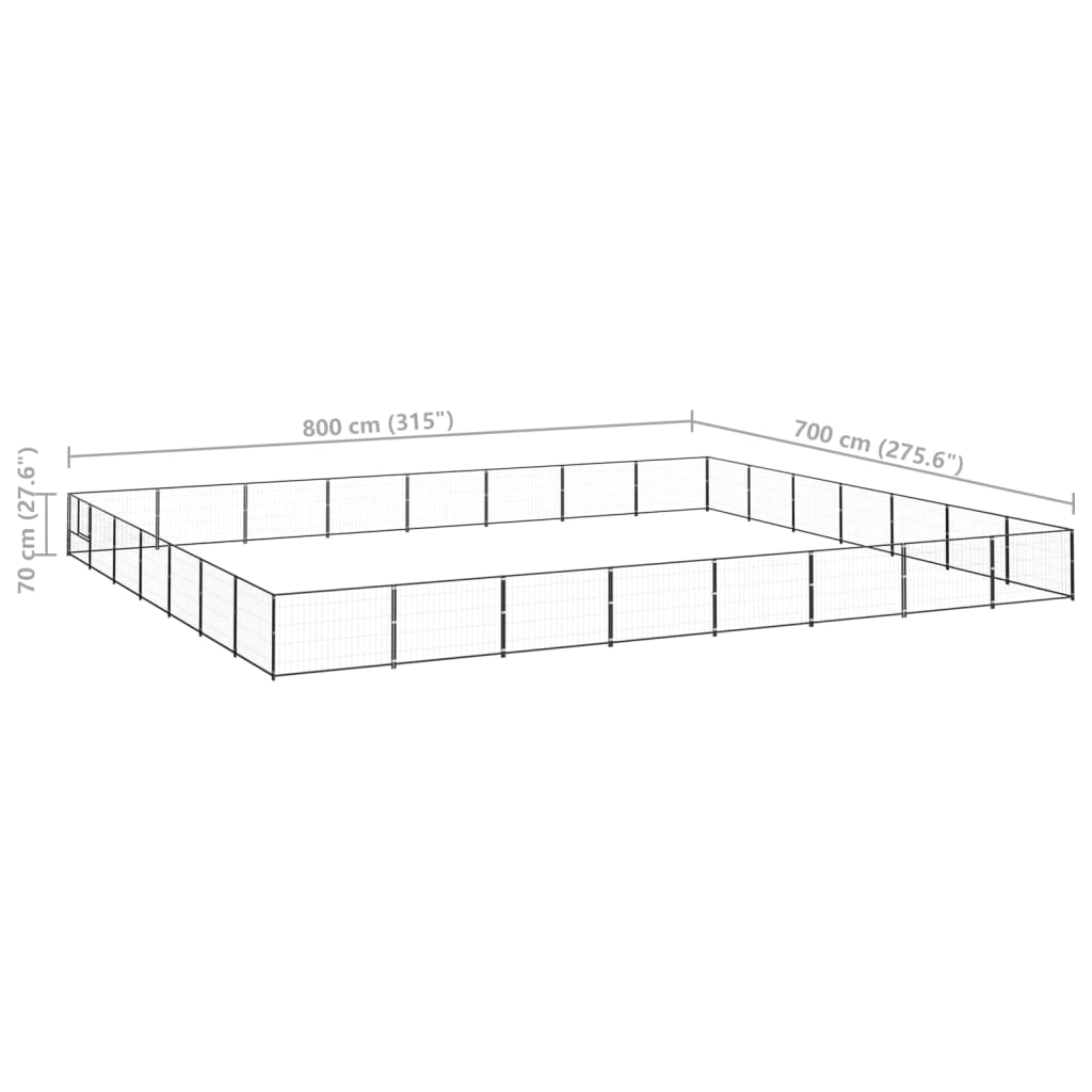 Dog Kennel Black 56 m² Steel