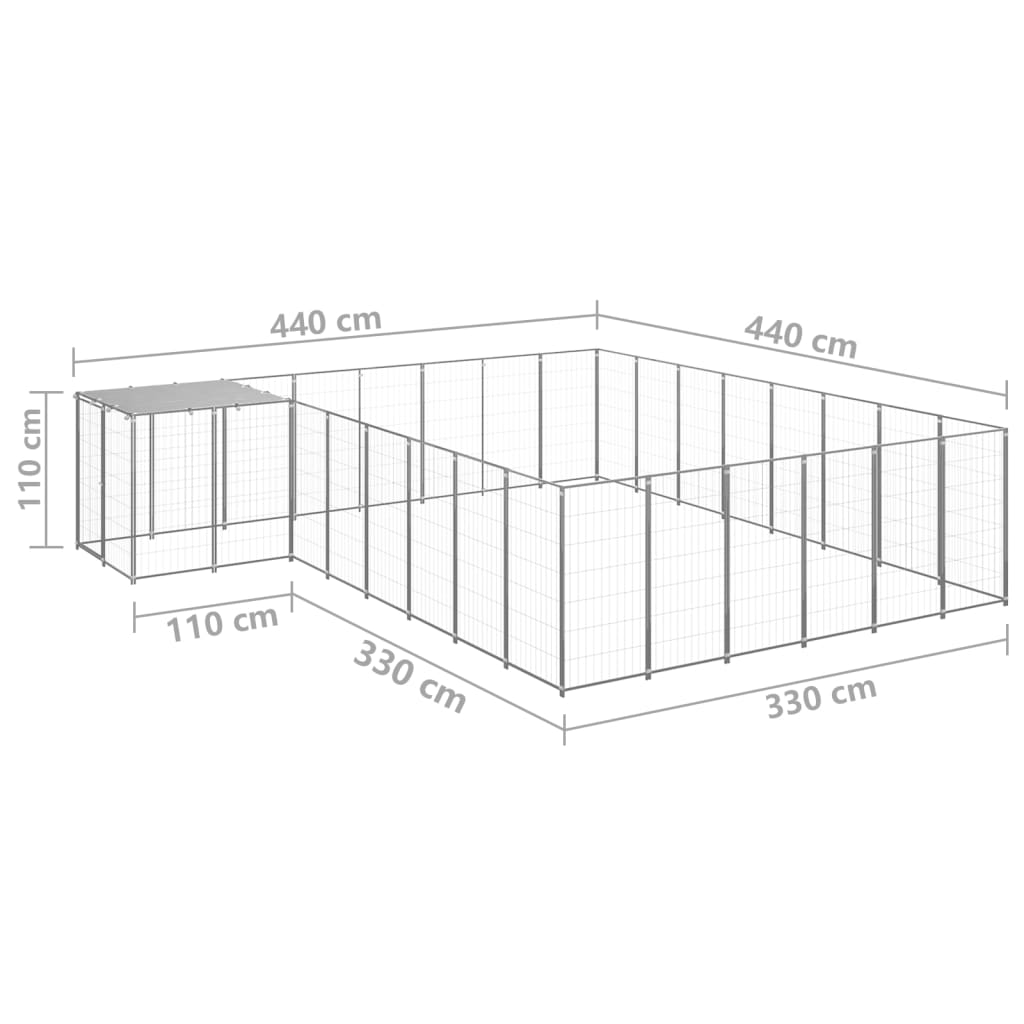 Dog Kennel Silver 15.73 m² Steel