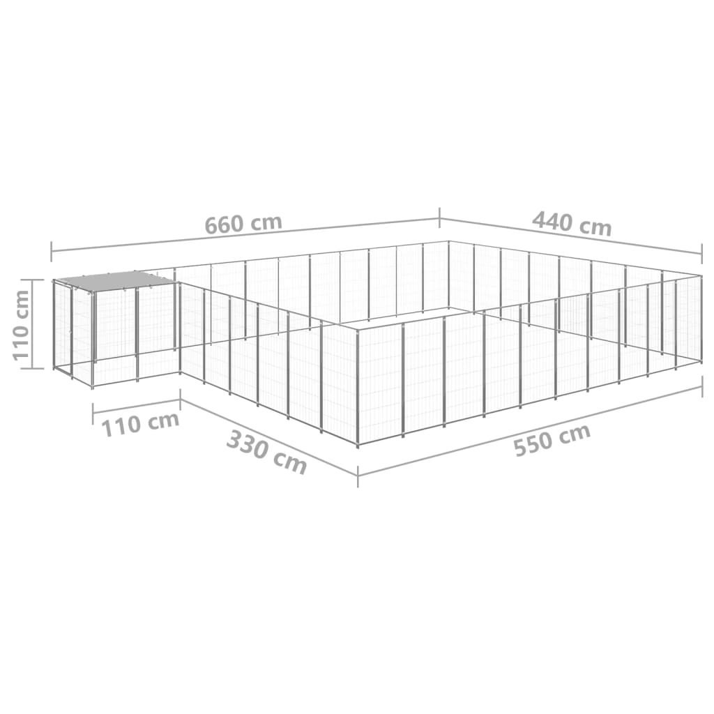 Dog Kennel Silver 25.41 m² Steel